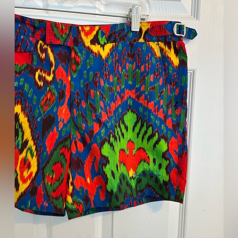 Ralph Lauren Purple Label Ikat Patterned Men’s Swim Trunks - Picture 3 of 13
